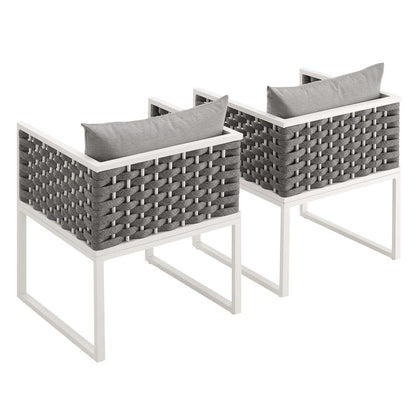 Stance Outdoor Patio Aluminum Dining Armchair Set of 2 - White Gray