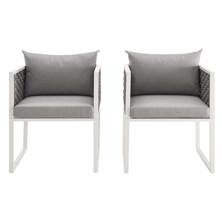 Stance Outdoor Patio Aluminum Dining Armchair Set of 2 - White Gray