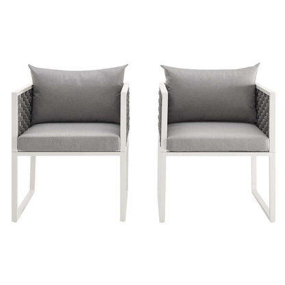 Stance Outdoor Patio Aluminum Dining Armchair Set of 2 - White Gray