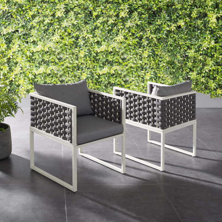 Stance Outdoor Patio Aluminum Dining Armchair Set of 2 - White Gray