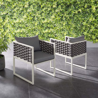 Stance Outdoor Patio Aluminum Dining Armchair Set of 2 - White Gray