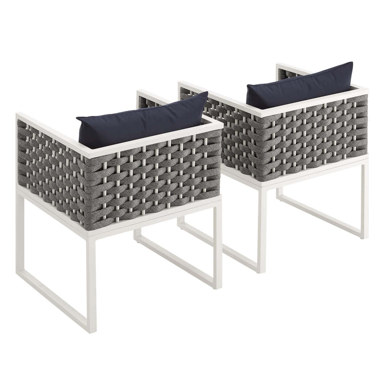 Stance Outdoor Patio Aluminum Dining Armchair Set of 2 - White Navy