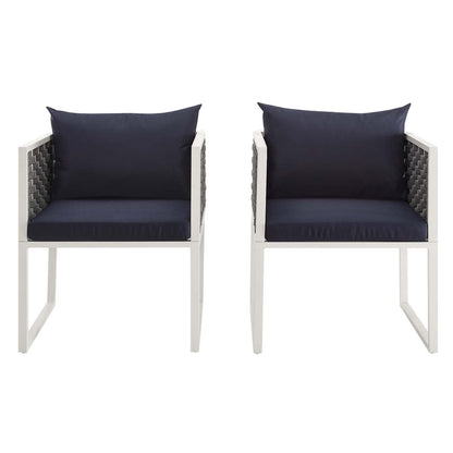 Stance Outdoor Patio Aluminum Dining Armchair Set of 2 - White Navy