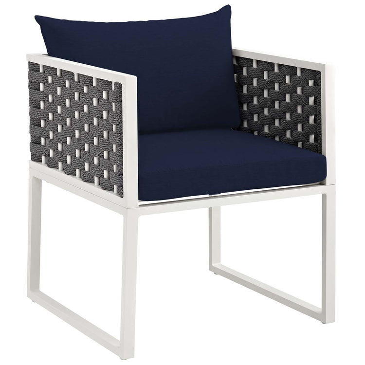Stance Outdoor Patio Aluminum Dining Armchair Set of 2 - White Navy