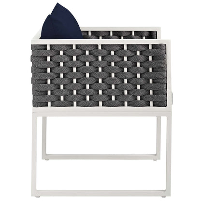 Stance 7 Piece Outdoor Patio Aluminum Dining Set - White Navy
