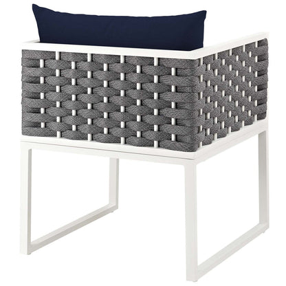 Stance 9 Piece Outdoor Patio Aluminum Dining Set - White Navy