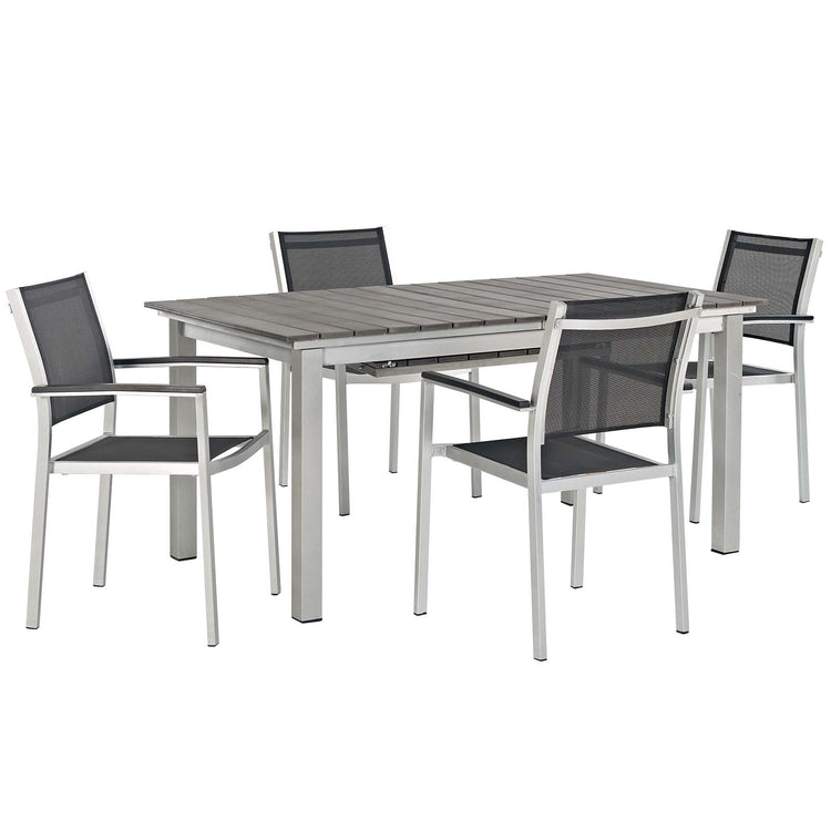 Shore 5 Piece Outdoor Patio Aluminum Dining Set - Default Title