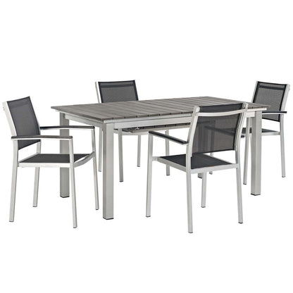 Shore 5 Piece Outdoor Patio Aluminum Dining Set - Default Title