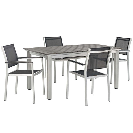Shore 5 Piece Outdoor Patio Aluminum Dining Set - Default Title