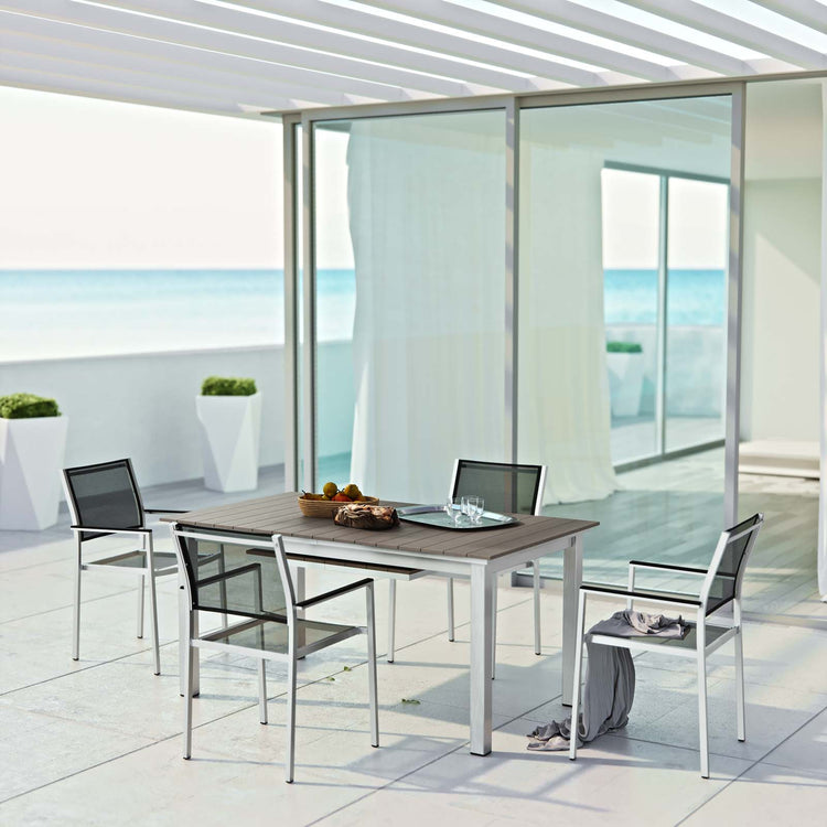 Shore 5 Piece Outdoor Patio Aluminum Dining Set - Default Title