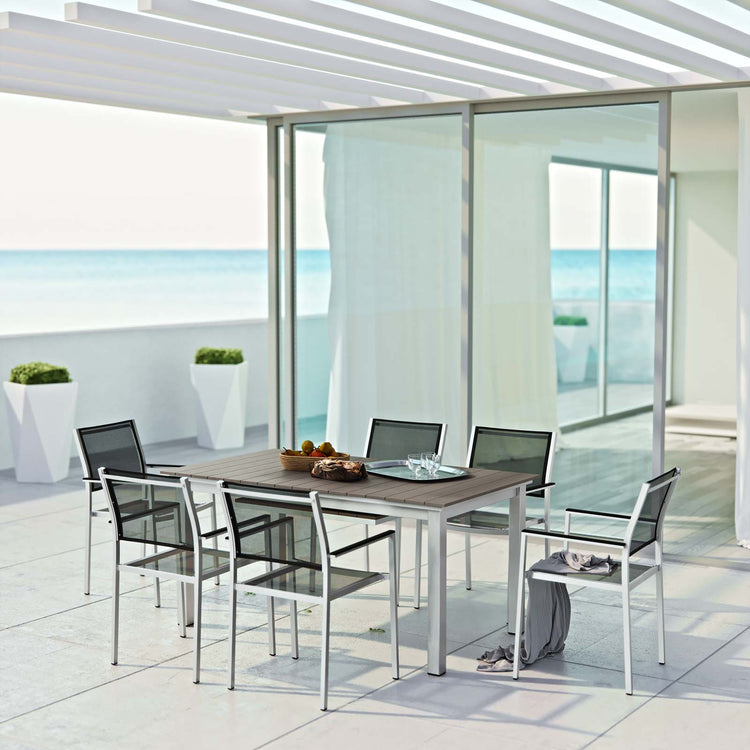 Shore 7 Piece Outdoor Patio Aluminum Dining Set - Default Title