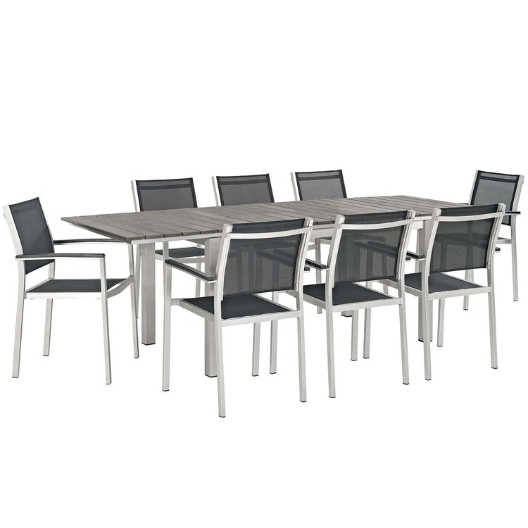 Shore 9 Piece Outdoor Patio Aluminum Dining Set - Default Title