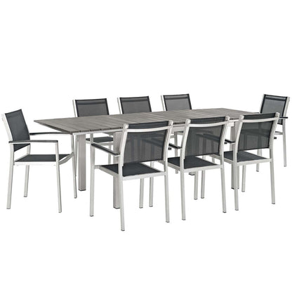 Shore 9 Piece Outdoor Patio Aluminum Dining Set - Default Title