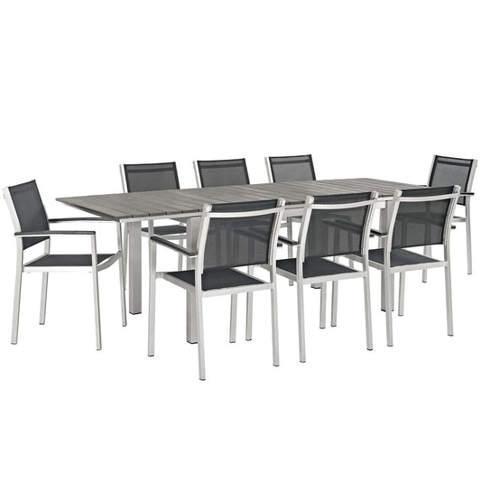 Shore 9 Piece Outdoor Patio Aluminum Dining Set - Default Title