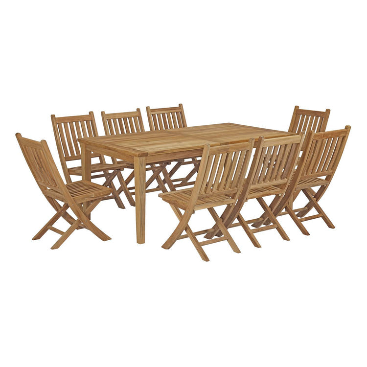 Marina 9 Piece Outdoor Patio Teak Dining Set - Default Title