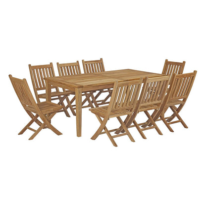Marina 9 Piece Outdoor Patio Teak Dining Set - Default Title