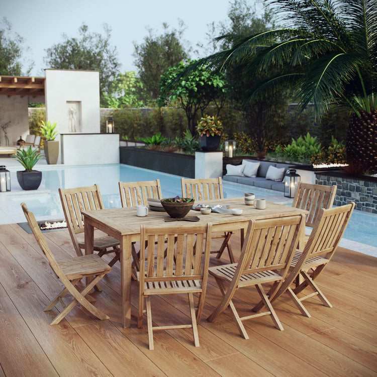 Marina 9 Piece Outdoor Patio Teak Dining Set - Default Title