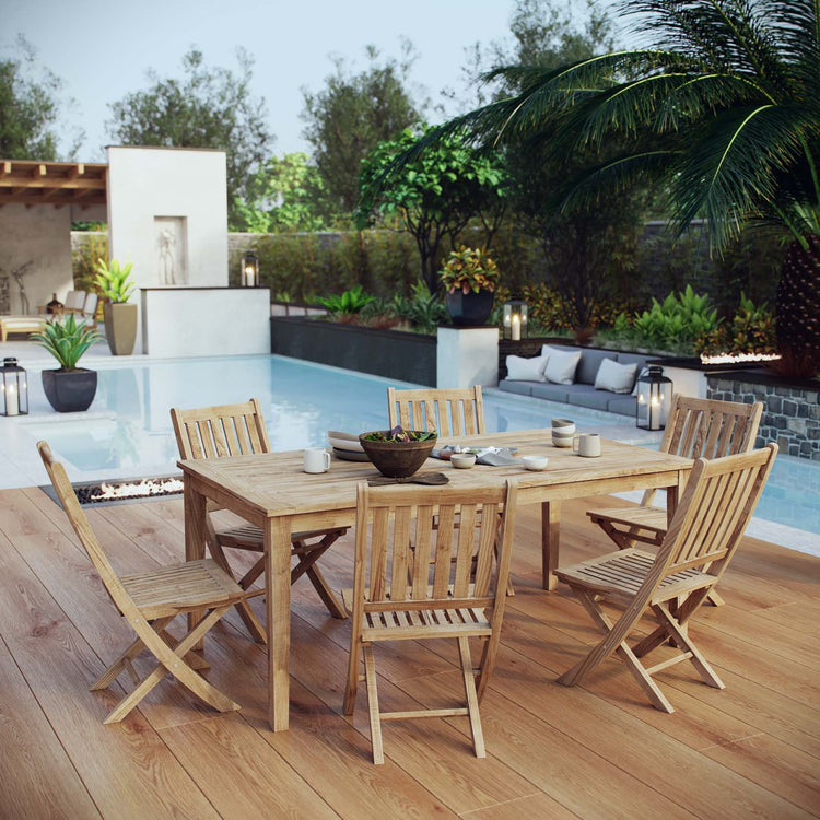 Marina 7 Piece Outdoor Patio Teak Dining Set - Default Title