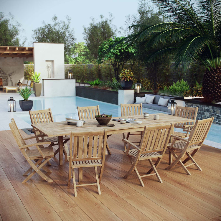 Marina 9 Piece Outdoor Patio Teak Dining Set - Default Title