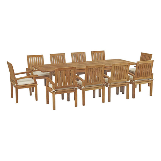 Marina 11 Piece Outdoor Patio Teak Dining Set - Default Title