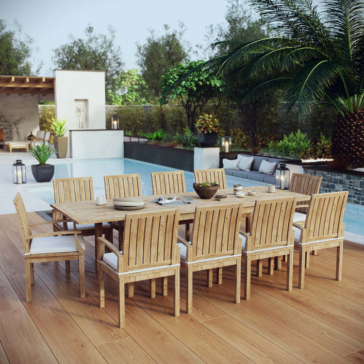 Marina 11 Piece Outdoor Patio Teak Dining Set - Default Title