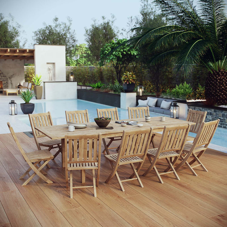Marina 11 Piece Outdoor Patio Teak Dining Set - Default Title