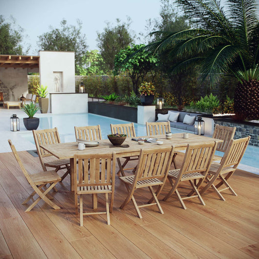 Marina 11 Piece Outdoor Patio Teak Dining Set - Default Title