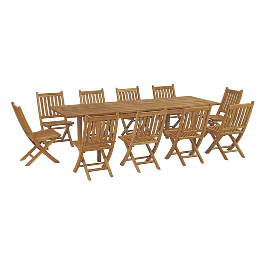 Marina 11 Piece Outdoor Patio Teak Dining Set - Default Title