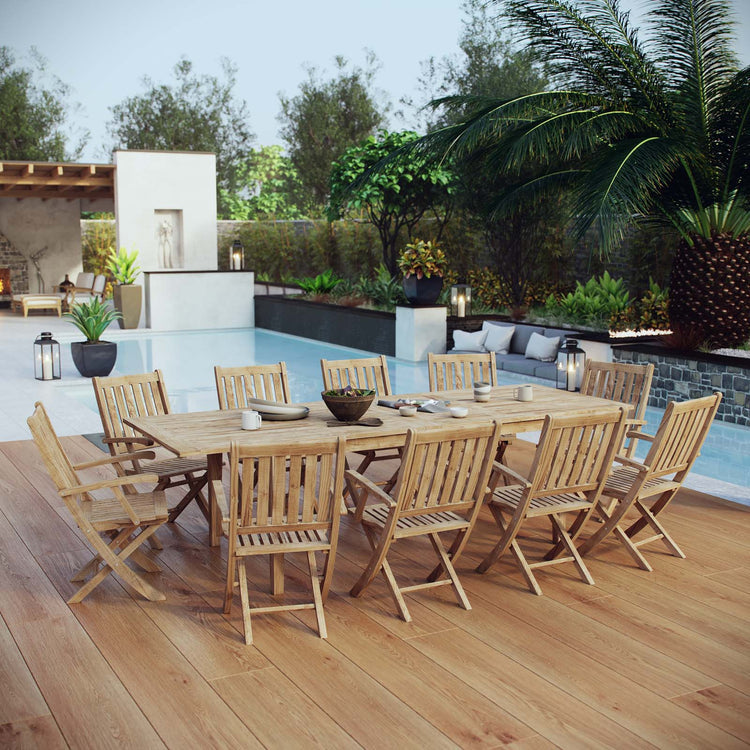 Marina 11 Piece Outdoor Patio Teak Dining Set - Default Title