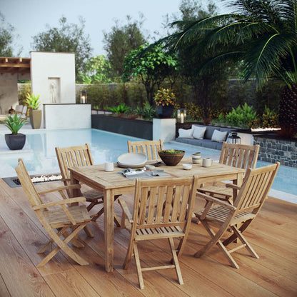 Marina 7 Piece Outdoor Patio Teak Dining Set - Default Title