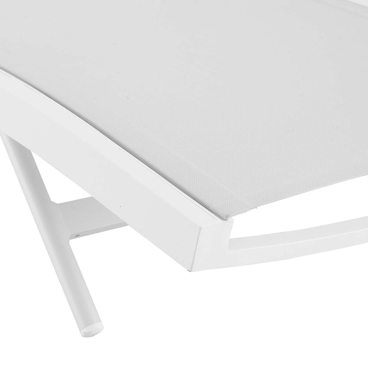 Glimpse Outdoor Patio Mesh Chaise Lounge Chair - White White