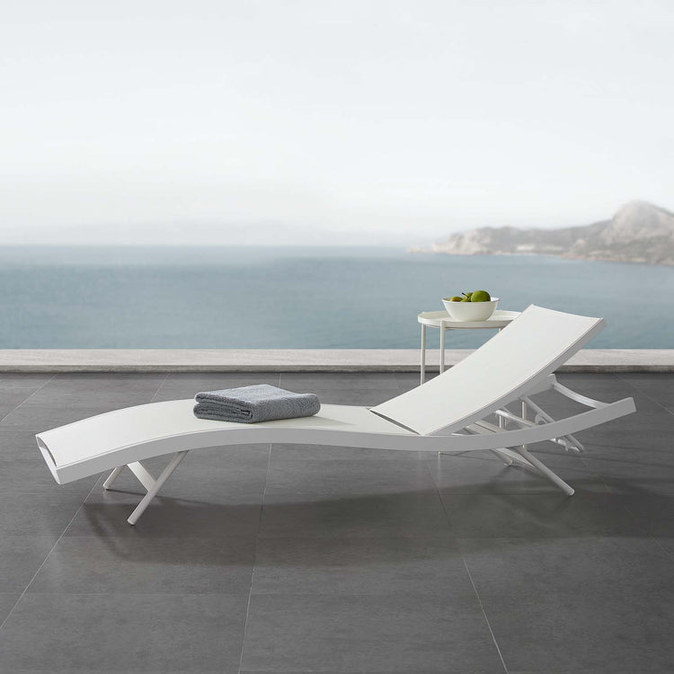 Glimpse Outdoor Patio Mesh Chaise Lounge Chair - White White