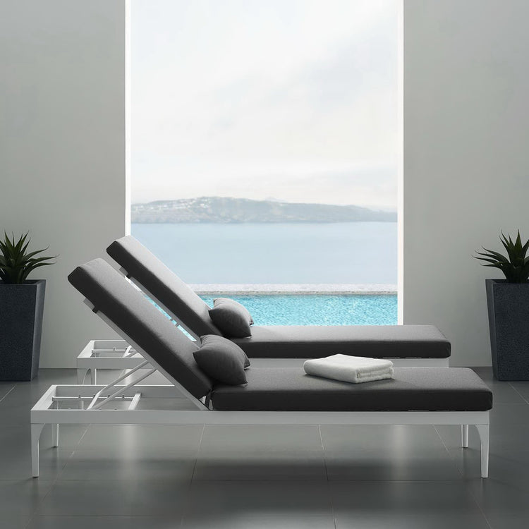 Perspective Cushion Outdoor Patio Chaise Lounge Chair - White Charcoal