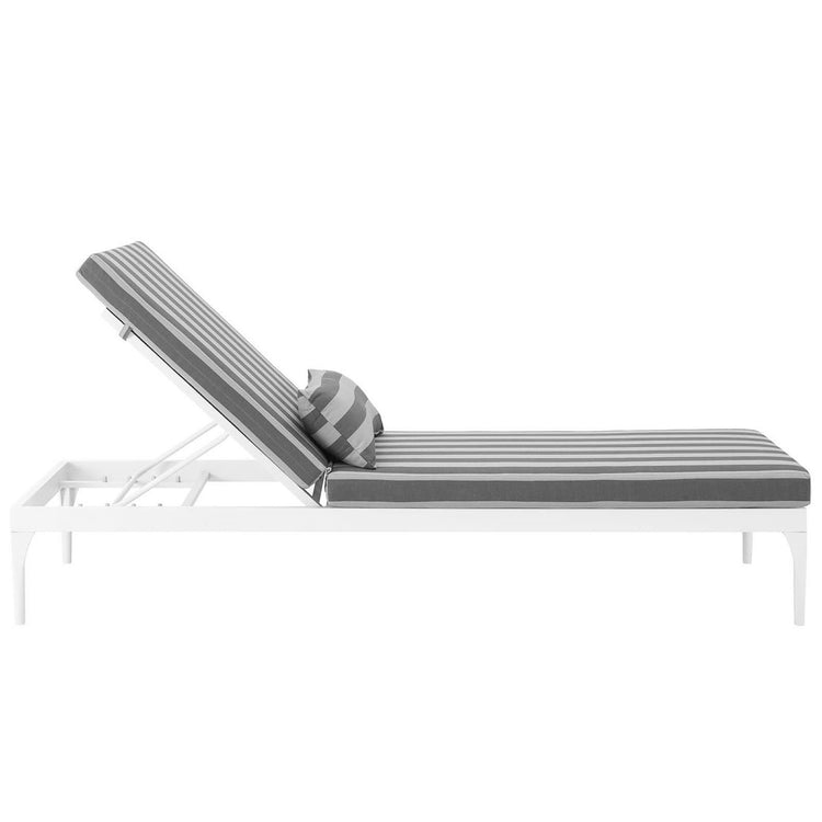 Perspective Cushion Outdoor Patio Chaise Lounge Chair - White Striped Gray