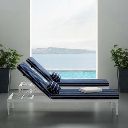 Perspective Cushion Outdoor Patio Chaise Lounge Chair - White Striped Navy