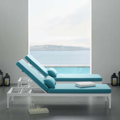 Perspective Cushion Outdoor Patio Chaise Lounge Chair - White Turquoise