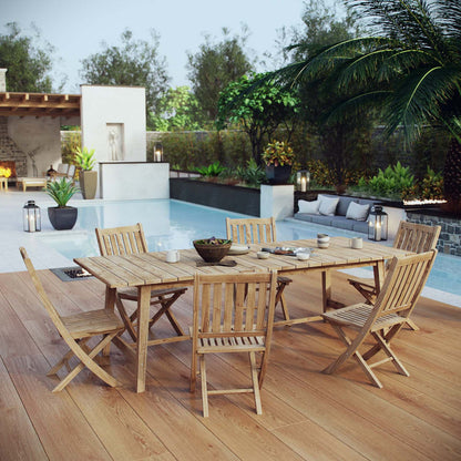 Marina 7 Piece Outdoor Patio Teak Dining Set - Default Title