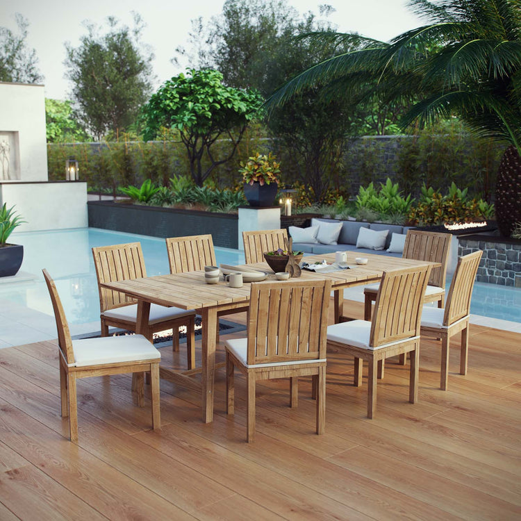 Marina 9 Piece Outdoor Patio Teak Dining Set - Default Title