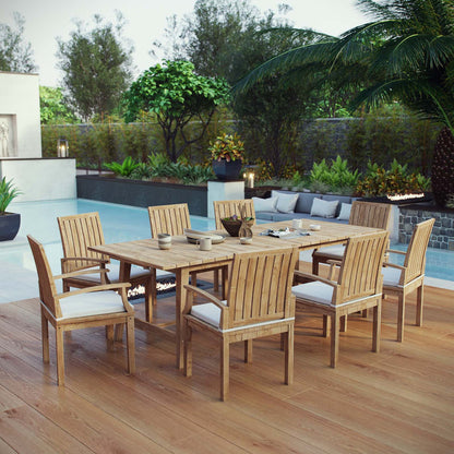 Marina 9 Piece Outdoor Patio Teak Dining Set - Default Title