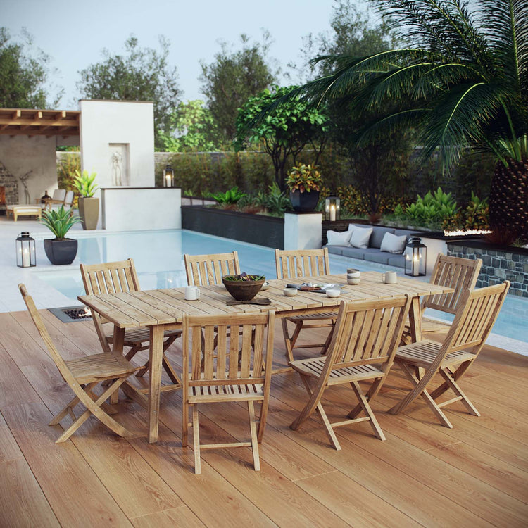 Marina 9 Piece Outdoor Patio Teak Dining Set - Default Title
