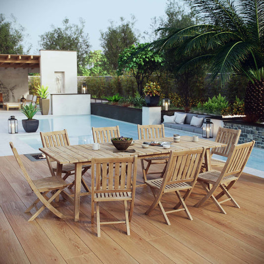 Marina 9 Piece Outdoor Patio Teak Dining Set - Default Title