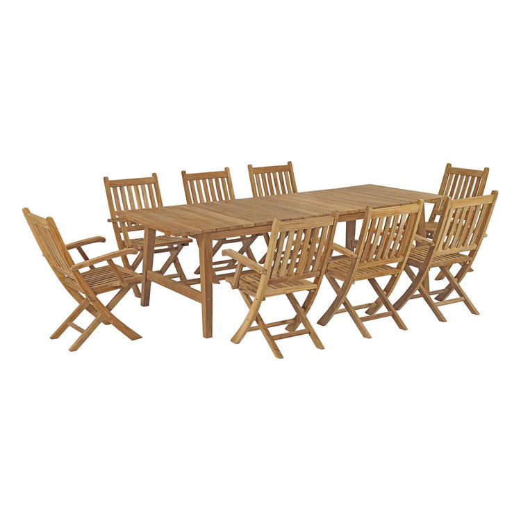 Marina 9 Piece Outdoor Patio Teak Dining Set - Default Title