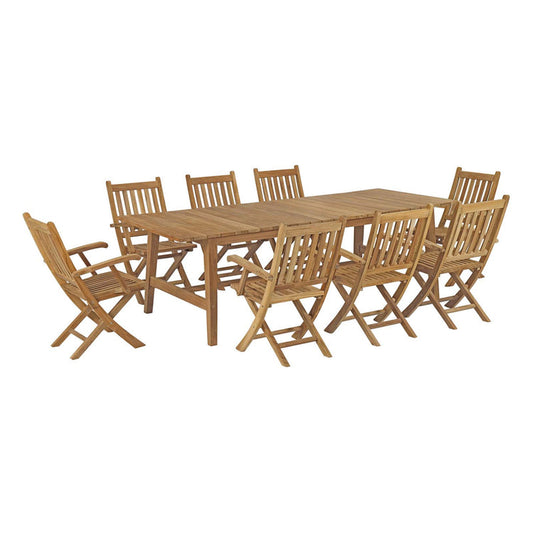 Marina 9 Piece Outdoor Patio Teak Dining Set - Default Title