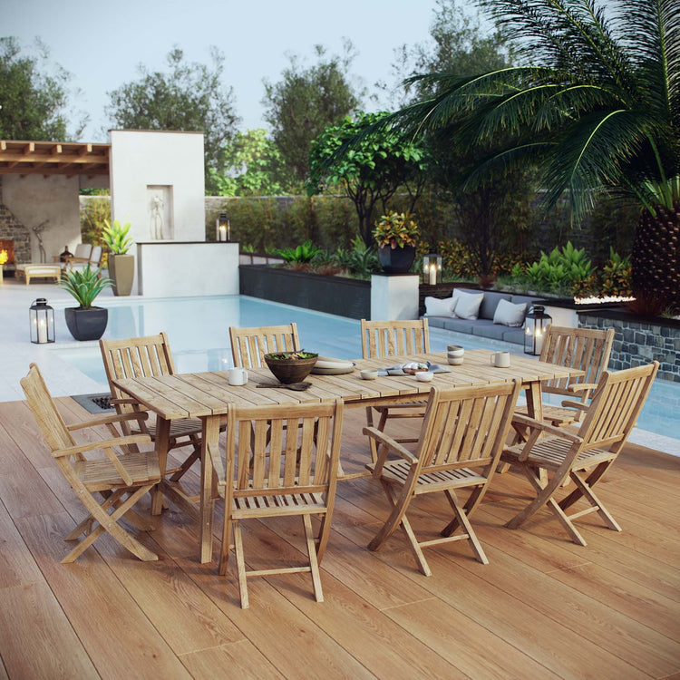 Marina 9 Piece Outdoor Patio Teak Dining Set - Default Title