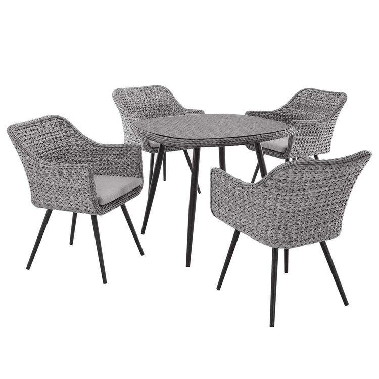 Endeavor 5 Piece Outdoor Patio Wicker Rattan Dining Set - Default Title