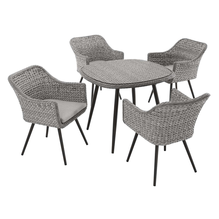Endeavor 5 Piece Outdoor Patio Wicker Rattan Dining Set - Default Title