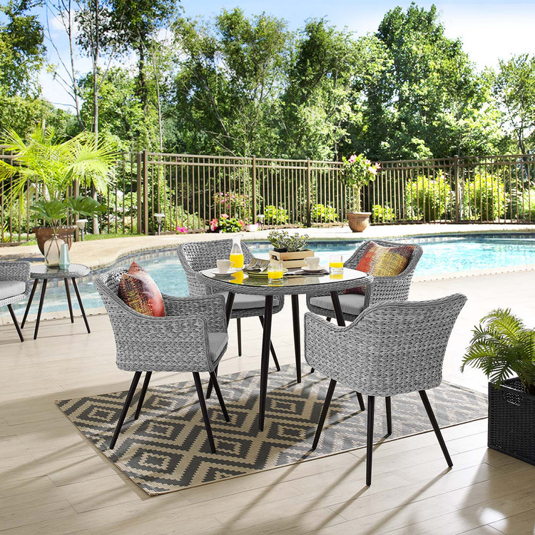 Endeavor 5 Piece Outdoor Patio Wicker Rattan Dining Set - Default Title