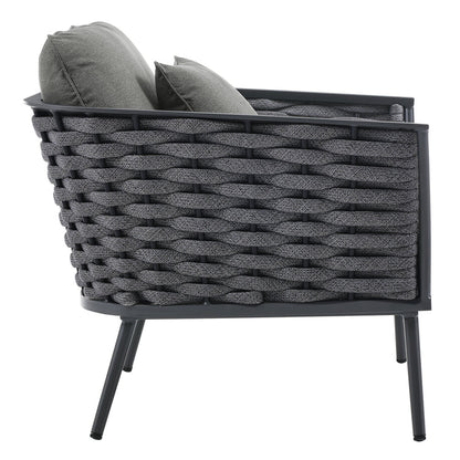 Stance 5 Piece Outdoor Patio Aluminum Sectional Sofa Set - Gray Charcoal