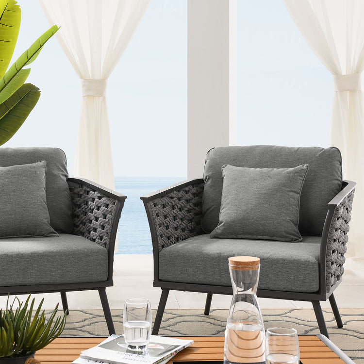 Stance 5 Piece Outdoor Patio Aluminum Sectional Sofa Set - Gray Charcoal