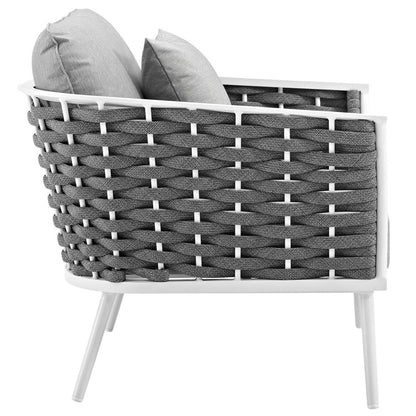 Stance 5 Piece Outdoor Patio Aluminum Sectional Sofa Set - White Gray